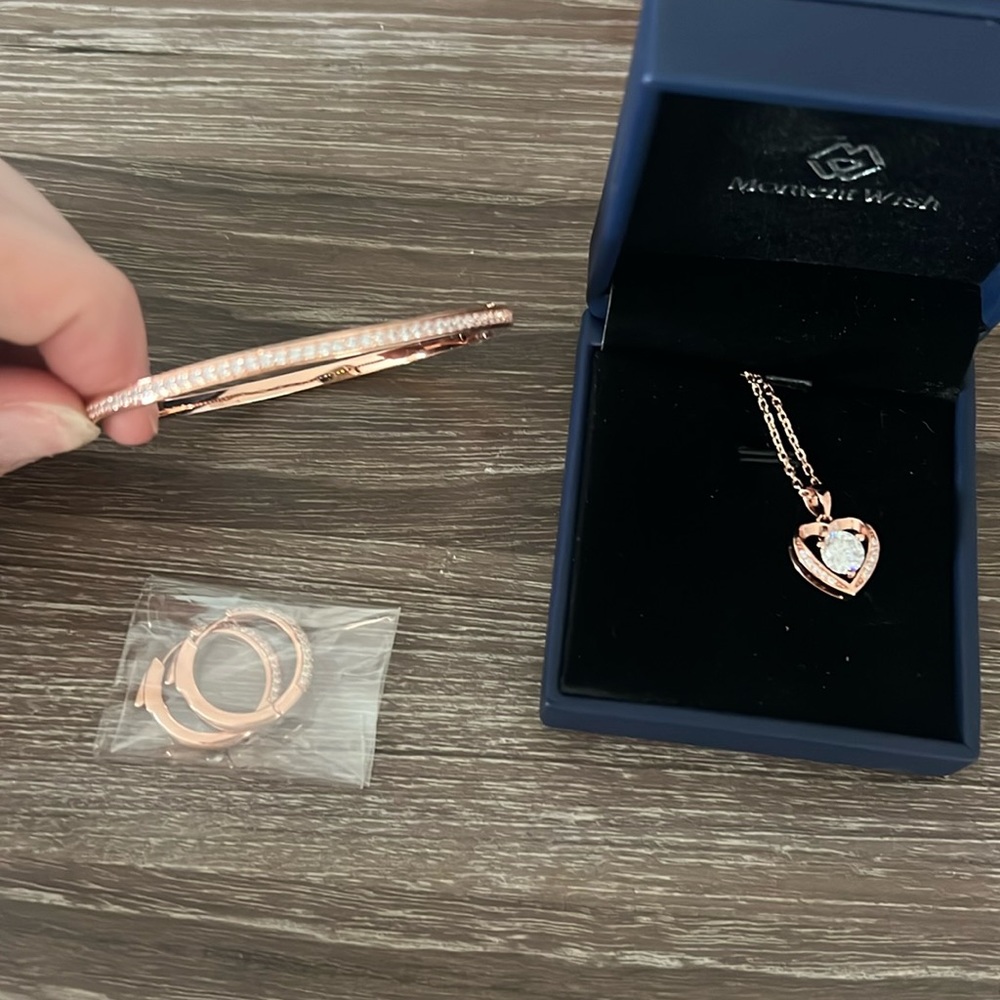 3 piece rose gold jewelry set